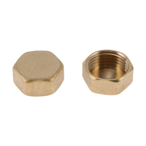 Unique Bargains Brass Pipe Fittings 1/2"FeMale Internal thread plug cap (flat type) 1" 2 Pcs