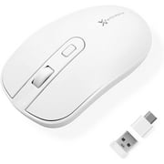 X9 Wireless USB C Mouse - Multi-Device 2.4G RF Cordless Mouse for Apple and PC laptop and tablets - White
