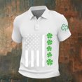 thumbnail image 2 of Mens Polo T-Shirt Saint Patrick'S Day Long Sleeve Classic Fit Green Summer Shirt for Men,White,2XL, 2 of 5