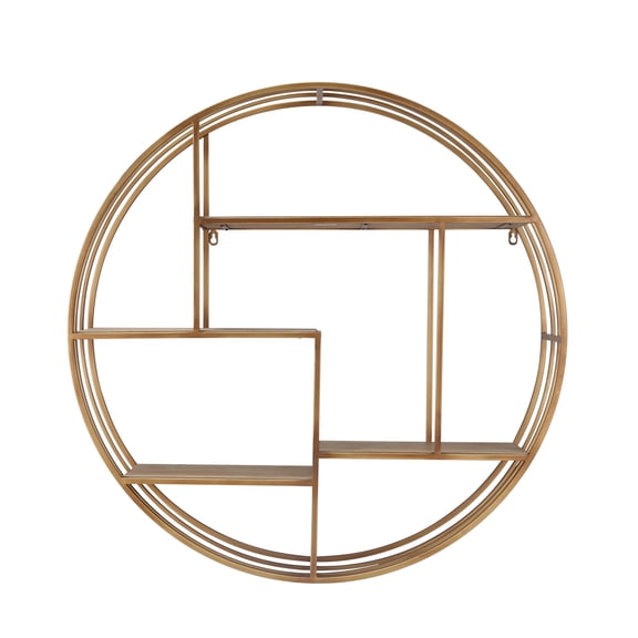 Sagebrook Home Round 31.5" Wood / Metal Wallshelf, Bronze