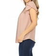 thumbnail image 2 of Women's Casual Solid Pleated Front Petal Cap Sleeve Round Neck Tee Blouse Top, 2 of 6