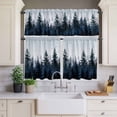 thumbnail image 4 of 3 Piece Kitchen Curtains and Valances Set Forest Cafe Curtains 36 Inch Length Dark Blue Fall Bird Vintage Farmhouse Tree Valance & Tier Curtain for Living Room Bedroom Small Window 54"x18"+27"x36"*2, 4 of 6