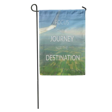 SIDONKU Blue Travel Inspirational Quote on Blurred Green Beauty City Cloud Garden Flag Decorative Flag House Banner 28x40 inch