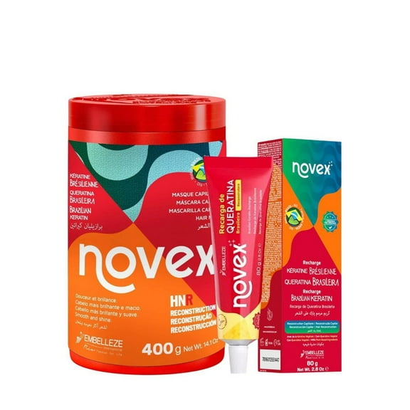Novex Brazilian Keratin Hair Repair Bundle – 14 oz Deep Hair Mask   2.8 oz Keratin Leave-In Treatment for Frizz Control, Smoothing & Damage Reconstruction