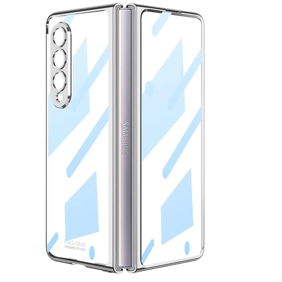Allytech Clear Case for Samsung Galaxy Z Fold 4, Ultra Slim Cover with Screen Protector and Camera Lens Protector, Hard PC Plating Shockproof Anti-Scratch Case for Samsung Galaxy Z Fold 4 - Silver
