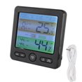 thumbnail image 2 of Indoor Thermometer Digital Color Screen Alarm Temperature Humidity Monitor Bedside Clock for Home Black, 2 of 5