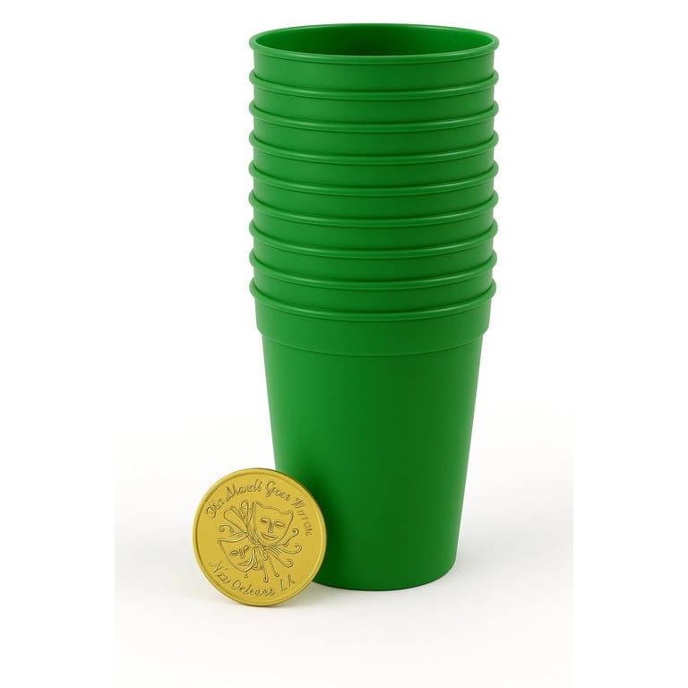 Stadium Cups, Pack of 25, Blank 16 oz Plastic Cups Green
