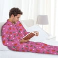 thumbnail image 5 of Bingfone Men's Pajama Set 2 Piece Loungewear PJs, Long Sleeve with Pajama Pants-Strawberry Floral, 5 of 7