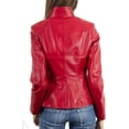 thumbnail image 2 of Women's Genuine Lambskin Leather Jacket Motorcycle Biker Leather Jacket W028, 2 of 3