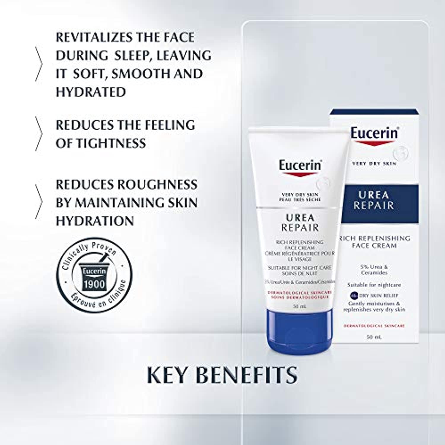 Eucerin Dry Skin Replenishing Face Cream Night 5% Urea With Lactate 50Ml