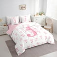 thumbnail image 4 of Castle Fairy Personalized Initial Girl 7 Pieces Bedding Comforter Set,Kawaii Bowknot Full Bedding Set Lightweight,Pink White Fitted Sheet Flat Sheet,Microfiber Bedroom Decor, 4 of 9