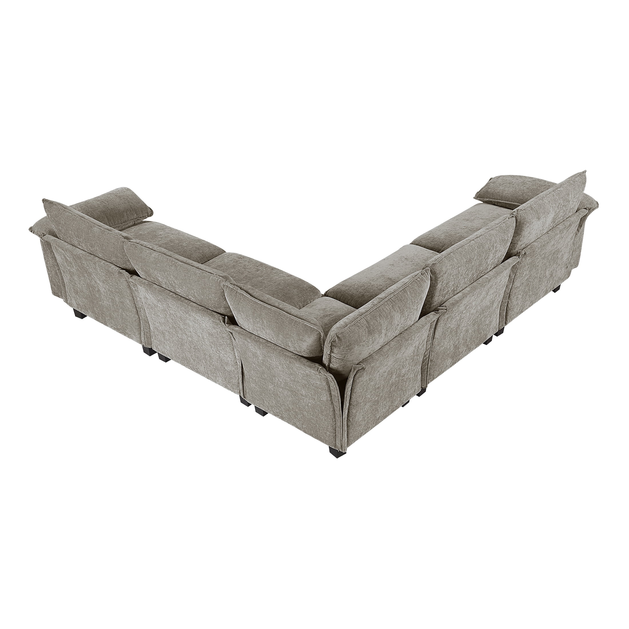 OakvillePark Corvan Chenille 5-Piece L-Shaped Modular Sectional, Dark Pewter