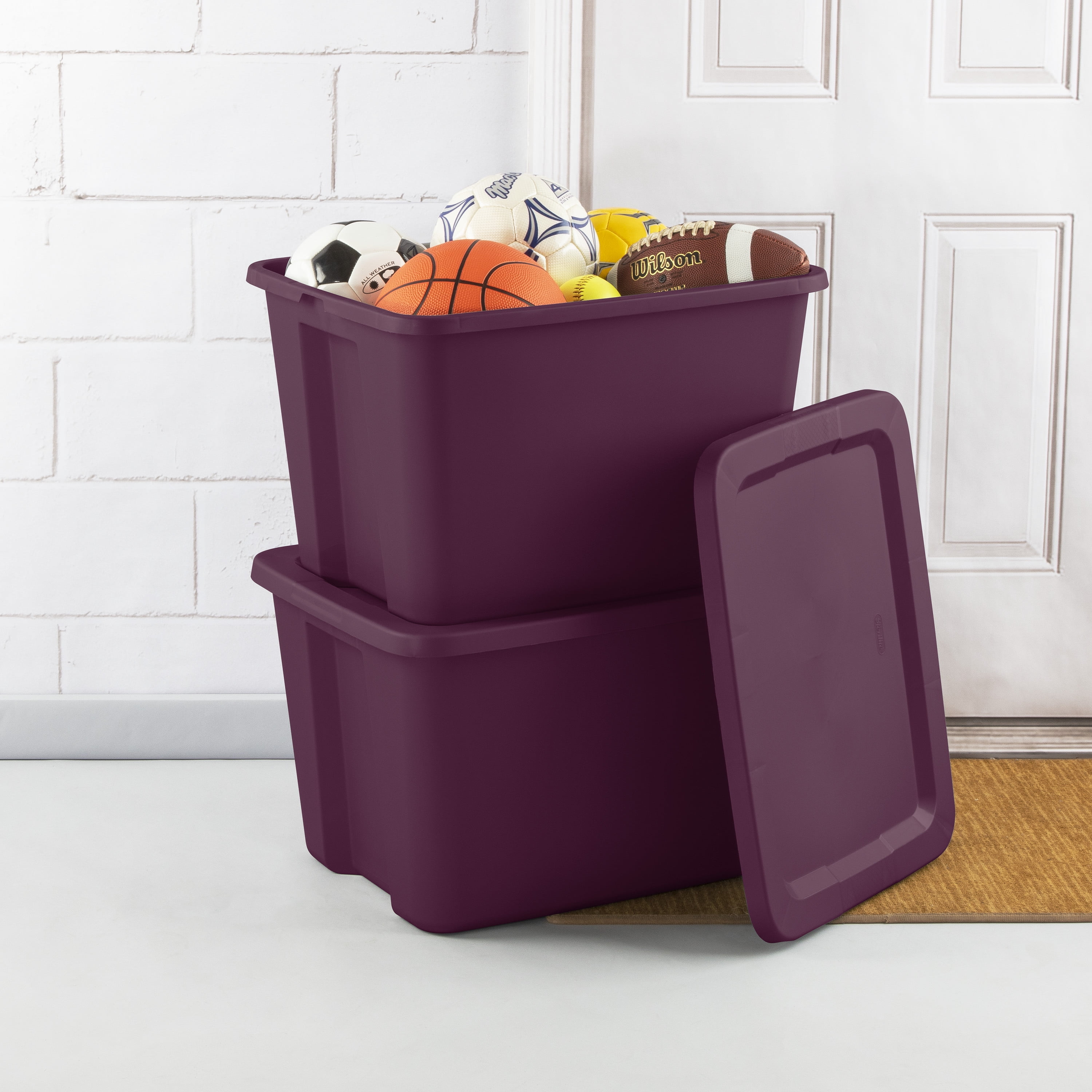 Purple plastic tote sale