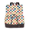 thumbnail image 1 of Easygdp Floral Checkerboard Mochila de Cuero para Mujeres, Bolso de Hombro, Bolsos de Mano de Moda para Trabajo y Viajes, 1 of 4