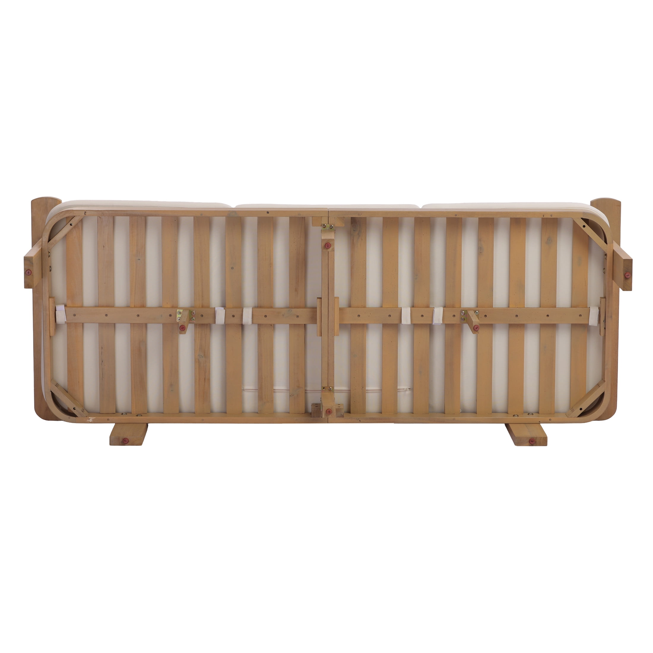 Christopher Knight Home 76.77" Outdoor Acacia Wood 3-Seater Sofa with Cushions, Light Teak + Cream
