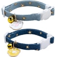 thumbnail image 1 of Collar de gato Faygarsle Denim Breakaway con colgante en forma de campana, 1 of 8