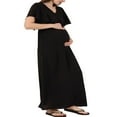 thumbnail image 4 of Womens Short Sleeve Maternity Dress Solid Color V Neck Casual Long Dress, 4 of 6