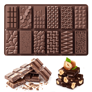 Chocolate Bar Mold,Silicone Chocolate Bar Mold for Stuffed Bar, Pistachio Chocolate Bar Break Apart Candy Molds,Multiple Pattern Collections