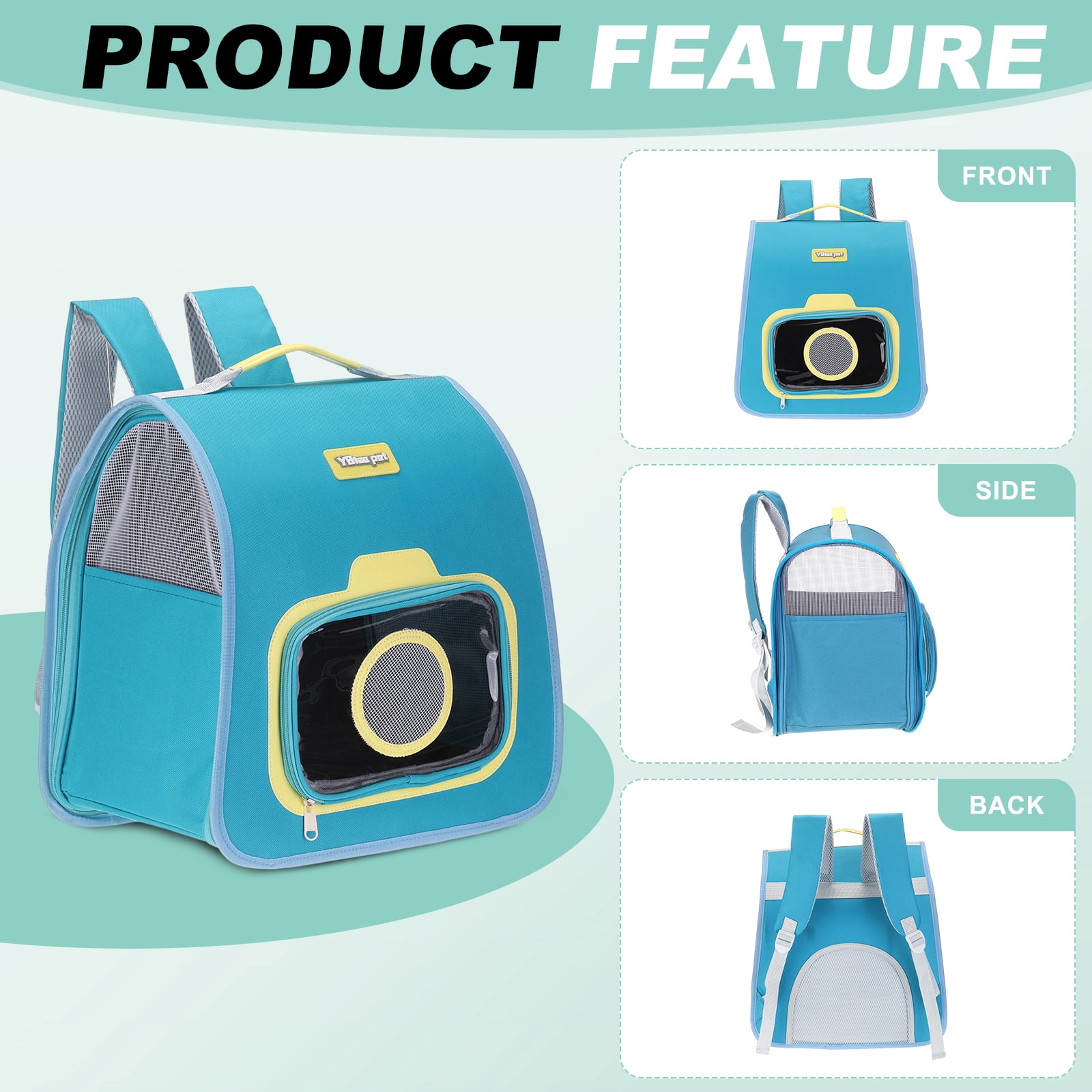 Cat Backpack Carrier, Large Space & Foldable, Breathable Pet Hiking Travel Backpack Sky Blue