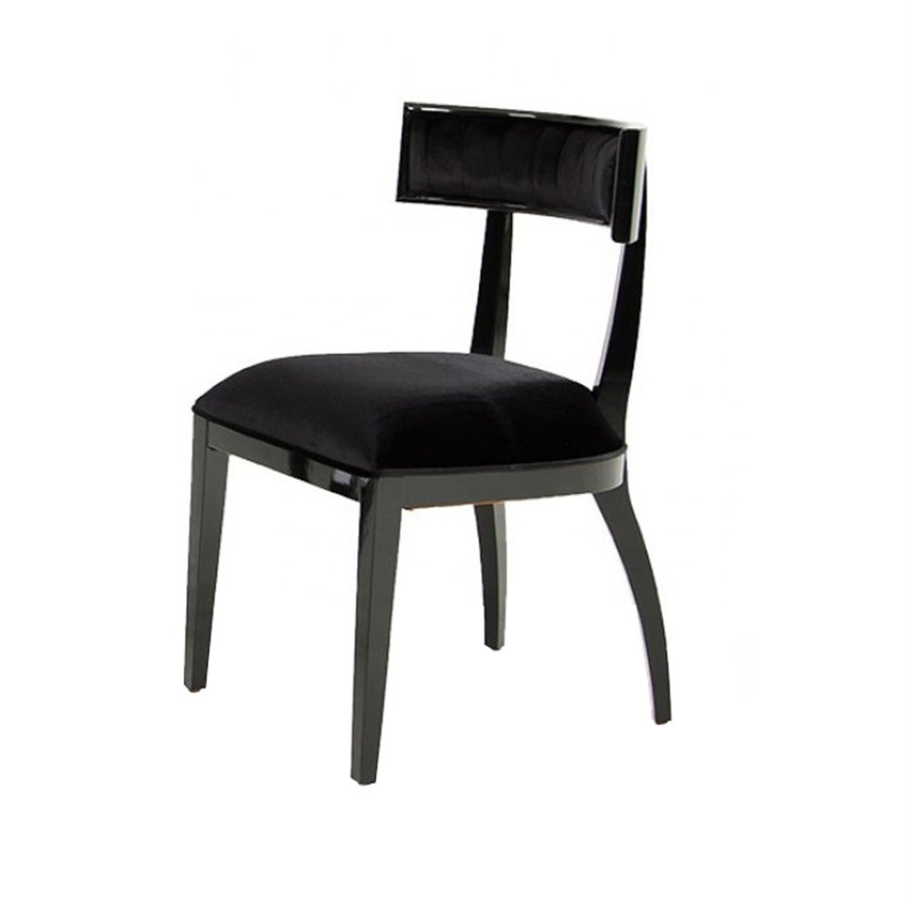 Curved Design Dining Chair with Open Back and Padded seat, Set of 2, Black