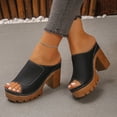 thumbnail image 4 of Pandaie Platform Sandals for Women 2026 Open Toe Chunky Wedge High Heels Comfortable Leather Summer Dressy Pumps with Arch Support Size 6-10 Black, 4 of 8