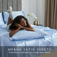 thumbnail image 6 of MR&HM Satin Sheet Set Queen 4 Pcs, Silky Elegant Luxurious Queen Size Bed Sheets, with Flat Sheet, Deep Pocket Fitted Sheet for Mattress and Matching Satin Pillow Cases (Queen Size, Light Blue), 6 of 7
