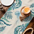 thumbnail image 3 of Turquoise Jellyfish Coastal Table Runner 72 Inches, Summer Ocean Seaweed Rustic Bed Runner Dresser Scarves Tabletop for Indoor Outdoor Parties/Ceremony/Banquet, 14" x 72", 3 of 9