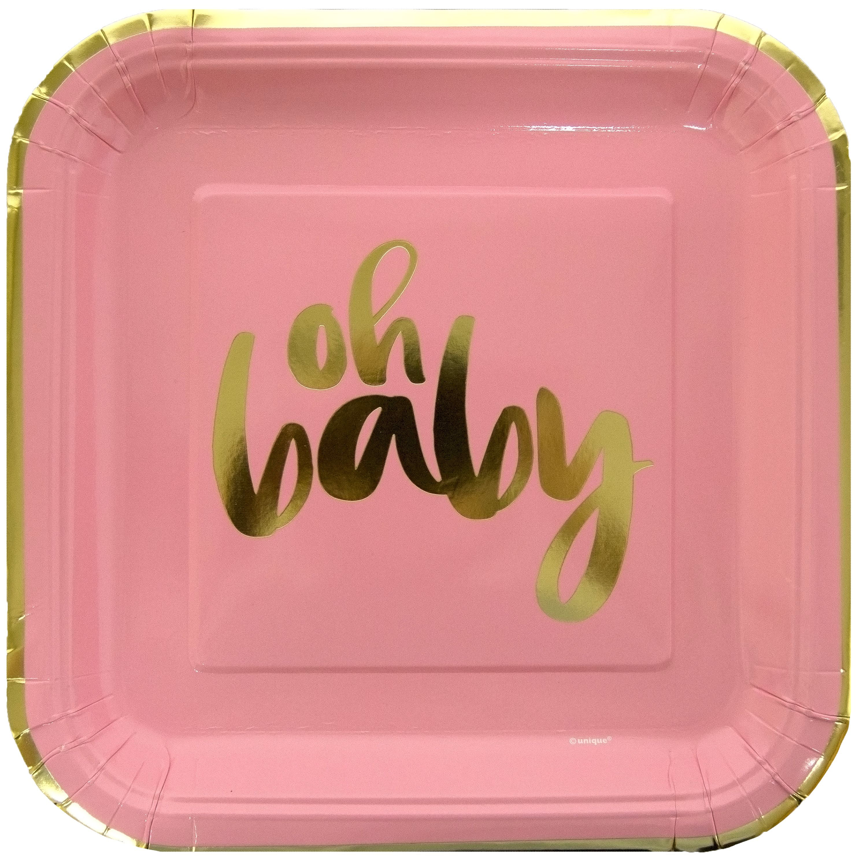 Paper Plates Birthday Party Baby Shower 1st Birthday Boy or Girl Gold Foil 9 Pk 8