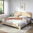 thumbnail image 2 of Sifurni King Size Platform Bed Fame with Upholstered Adjustable Fabric Headboard, Beige, 2 of 6