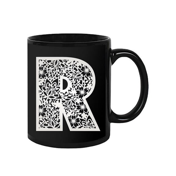 Floral Bold Letter R Design Mug Unisex's -Image by Shutterstock
