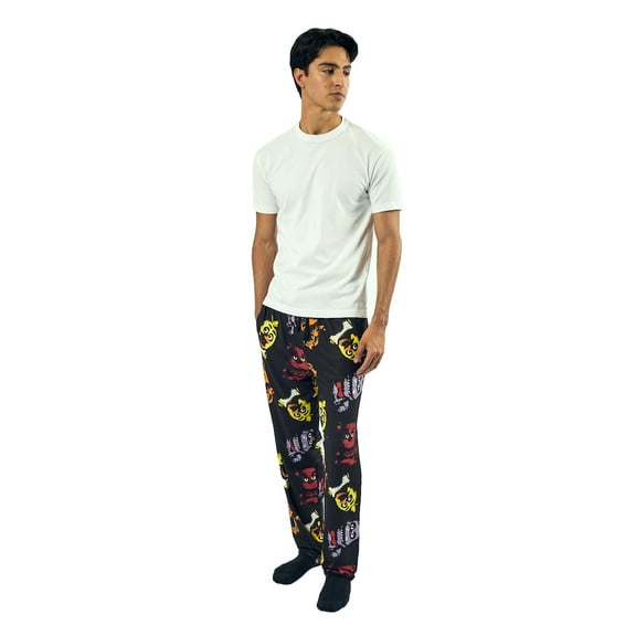 Five Nights At Freddy's Neon Character Heads Men's Black Sleep Pajama Pants-Medium