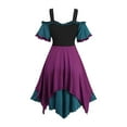 thumbnail image 5 of Enjoytime Halloween Gothic Dresses for Women Cold Shoulder Masquerade Gown Bandage Dress Midi Dress Sleeveless Lace Up Irregular Costume, 5 of 7