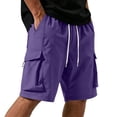 thumbnail image 2 of Sheghy Cargo Shorts for Men 100%Cotton Men's Solid Color Casual Sports Elastic Waist Drawstring Pocket Workwear Shorts, 2 of 7