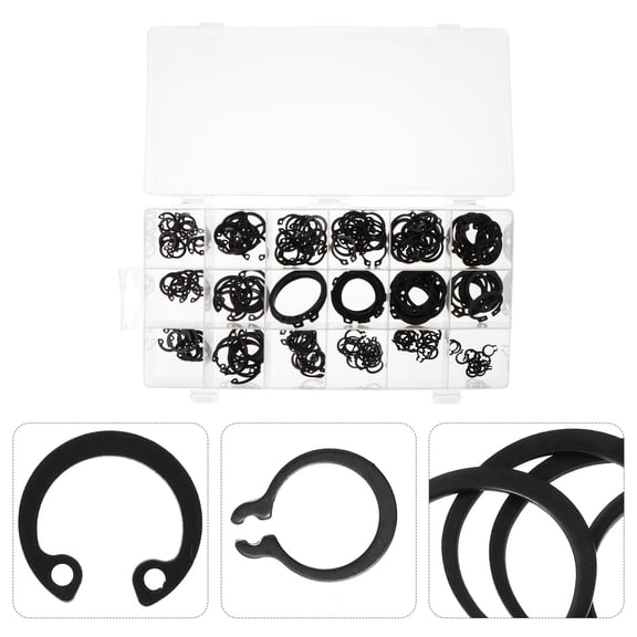 ROMANSENTIAL Durable Snap Ring Kit Black for Home Machinery and Bearing Repairs 225Pcs