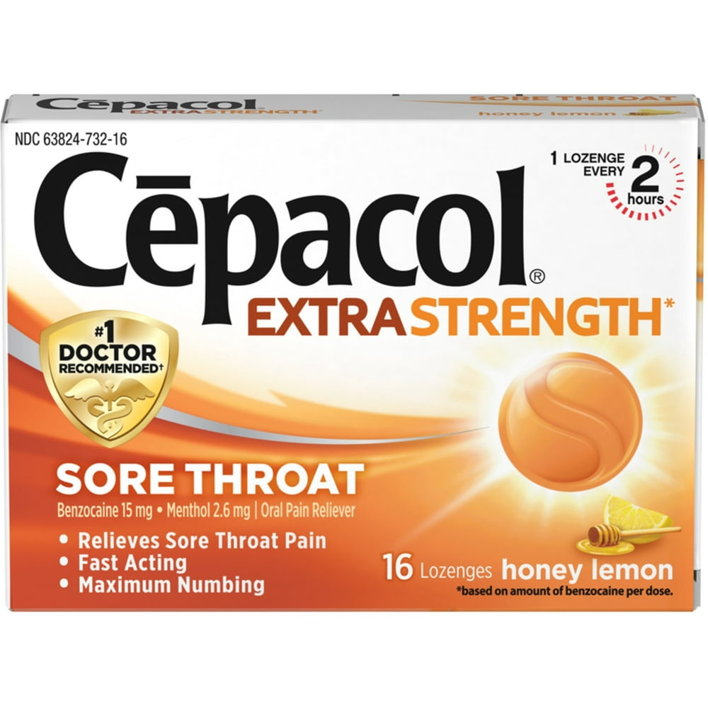 Cepacol Maximum Strength Throat Drop Lozenges, Honey Lemon, 16 ct