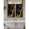 thumbnail image 7 of Tier Curtains 45 Inches Long, Marble Black Window Treatment Curtain Drapes, Vintage Gold Art Abstract Farmhouse Window Half Privacy Curtains for Bedroom Bathroom, 42"x45", 2 Panels, 7 of 7