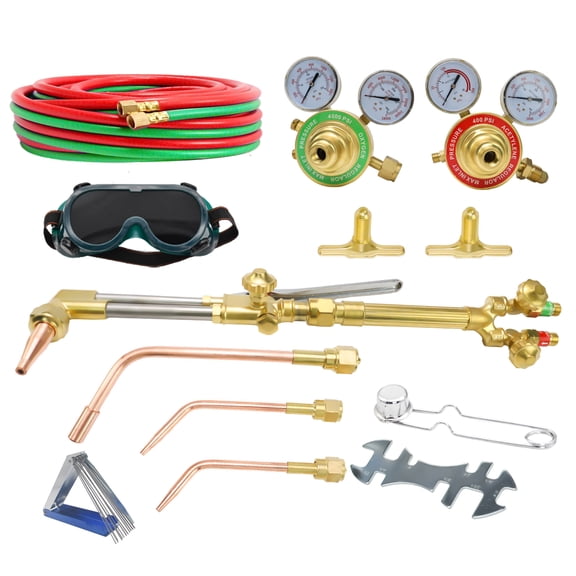 iMeshbean Oxy Acetylene Torch Kit Gas Cutting Torch Kit w/Heating Tip Twin Gas Hose Glasse