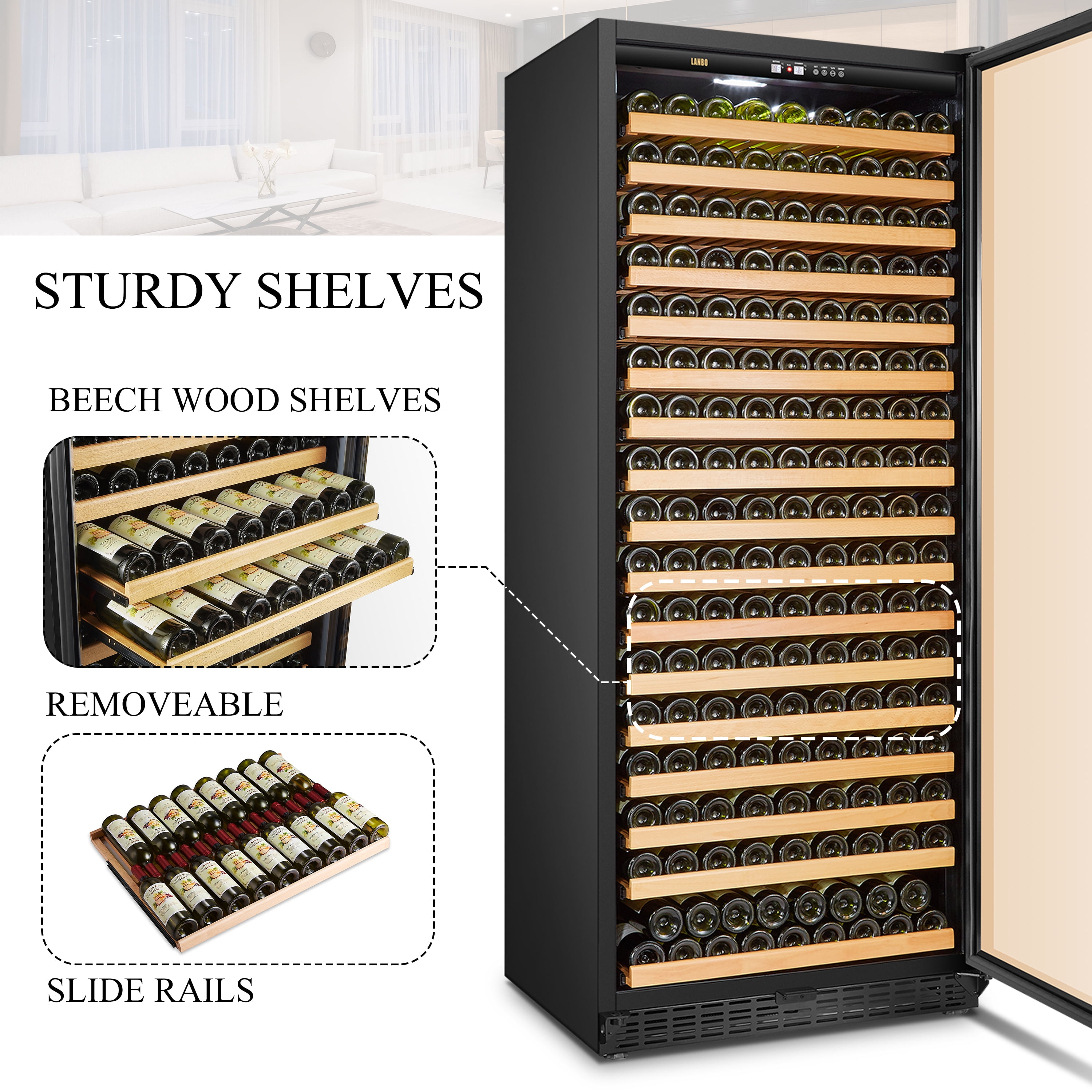 Lanbo 289 Bottle Built-in Single Zone Wine Cooler 32 inch Width