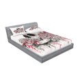 thumbnail image 2 of Day of the Dead Fitted Sheet & Pillow Sham Set, Print Skull Shape Romantic Roses Celebration Day Print, Decorative Printed 6 Piece Bedding Decor Set, Full, White Pale Pink Black, by Ambesonne, 2 of 3