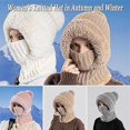 thumbnail image 2 of Women’s Thermal Knit Hood, 3 in 1 Lined Winter Hat, 3-in-1 Beanie Hat with Scarf and Mask for Women Windproof(Beige), 2 of 7