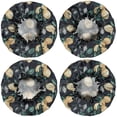 thumbnail image 2 of Shower Caps,Yellow Lemon Fruit Leaves Black Pattern Waterproof Shower Cap for Women 4 Pieces,Double Reusable Hair Cover for Shower PEVA Elastic Stretch Hem, 2 of 7