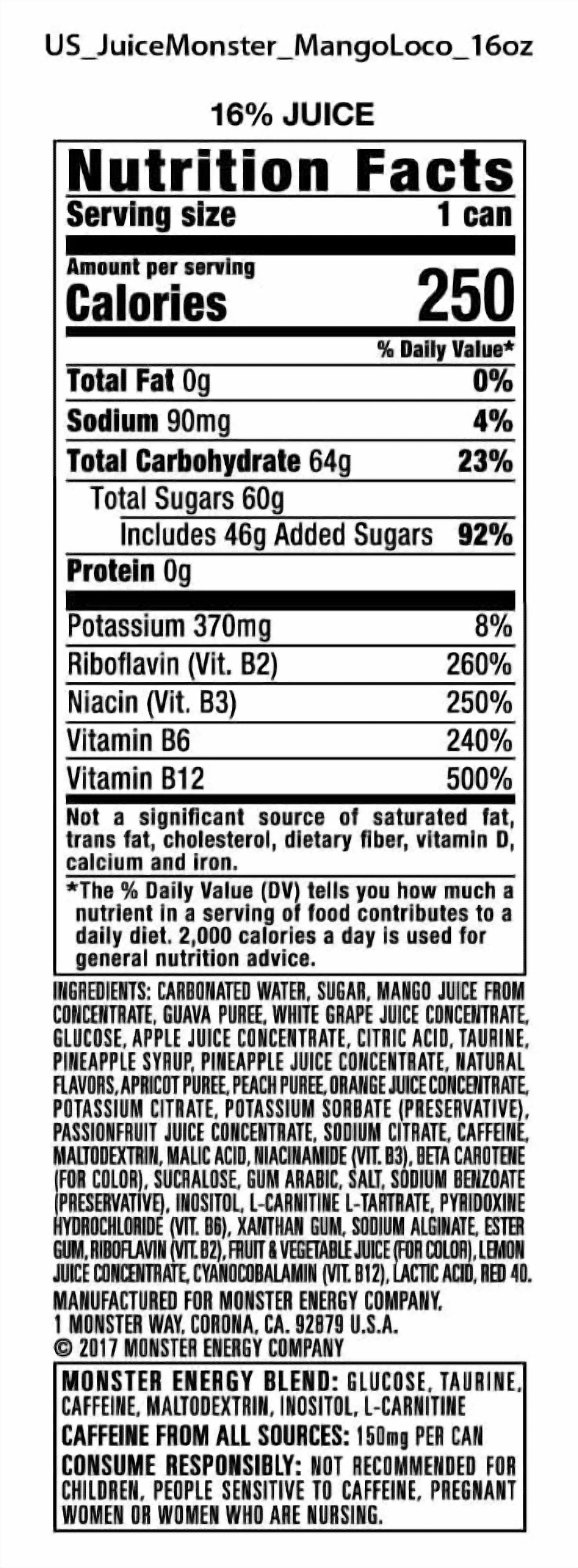 Monster Mango Loco Energy Drink Can 16 fl oz - 3 count