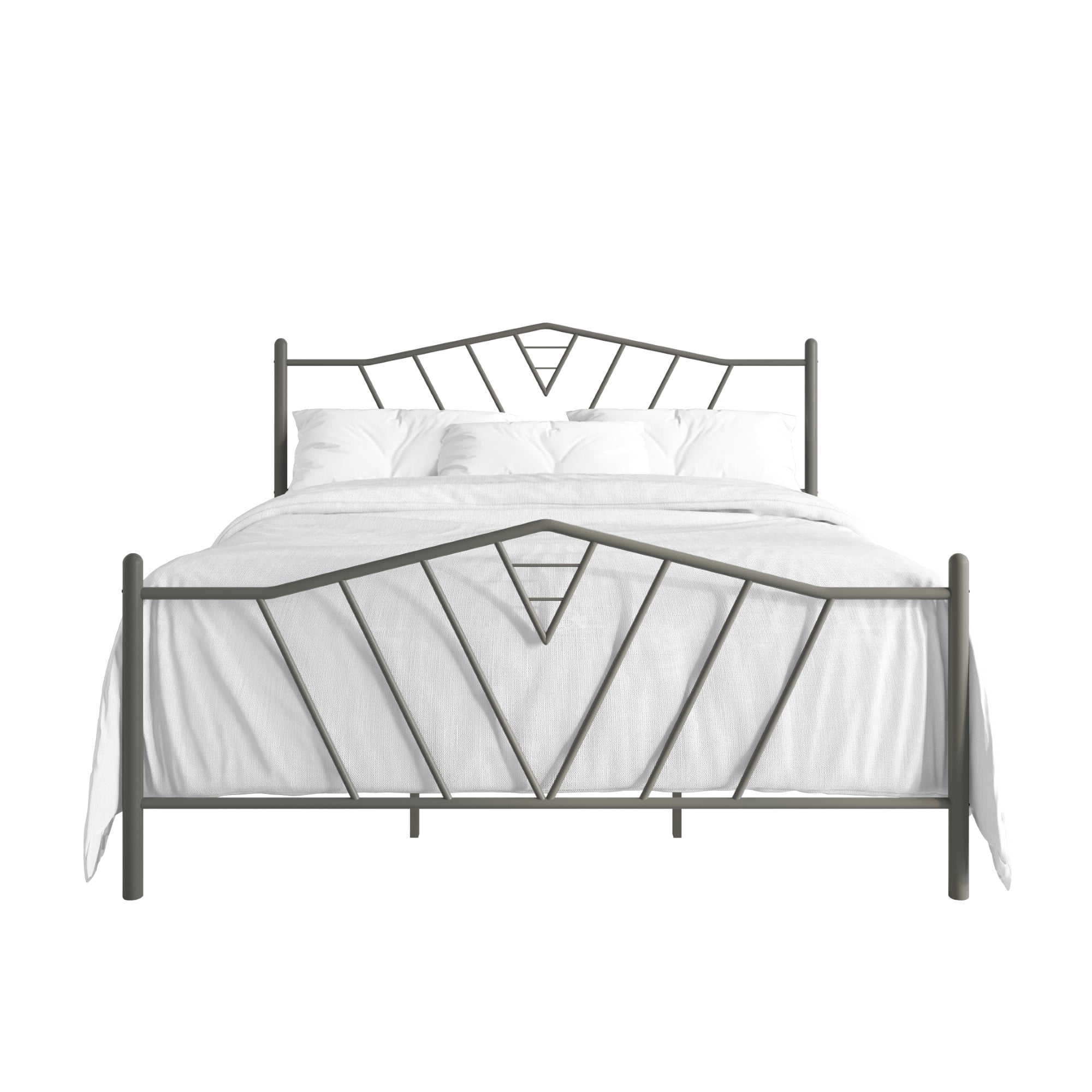 Home Design Valdosta Full Metal Platform Bed, No Box Spring Required, Modern Design, Easy Assembly, Sliver Gray