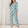 thumbnail image 2 of KLL Modern Ice Cream Print Women's Long Sleeve Pajamas with Pants Sleepwear Loungewear 2 Set-XX-Large, 2 of 7
