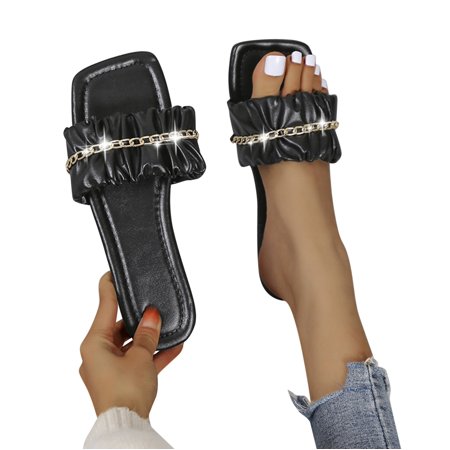 

Aayomet House Slippers Slippers Women Fashion Beach Sandals Breathable Comfortable Summer Toe Flat Shoes Women s slipper Black 8.5