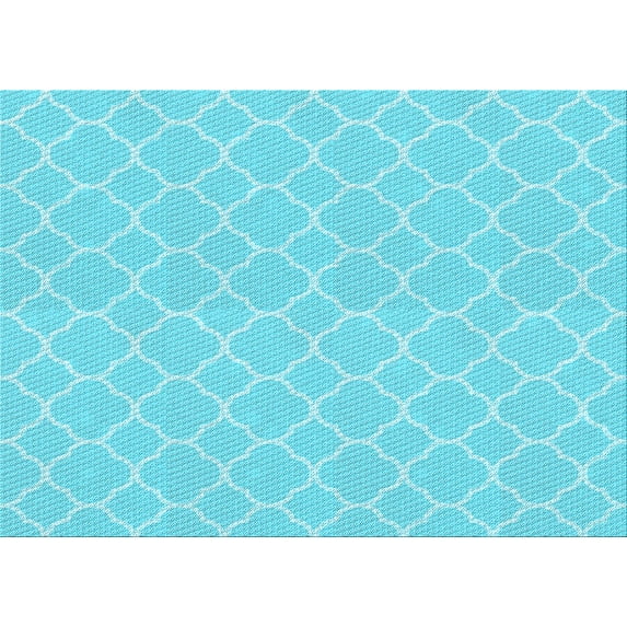 Ahgly Company Indoor Rectangle Patterned Bright Turquoise Blue Area Rugs, 5' x 7'