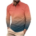 thumbnail image 2 of Golf Shirts for Men Big & Tall S-5X Plus Size Long Sleeve Tshirts Shirt with Zipper Collar Pullover Gradient Printed Basic Athletic Workout Tees Tops, 2 of 5