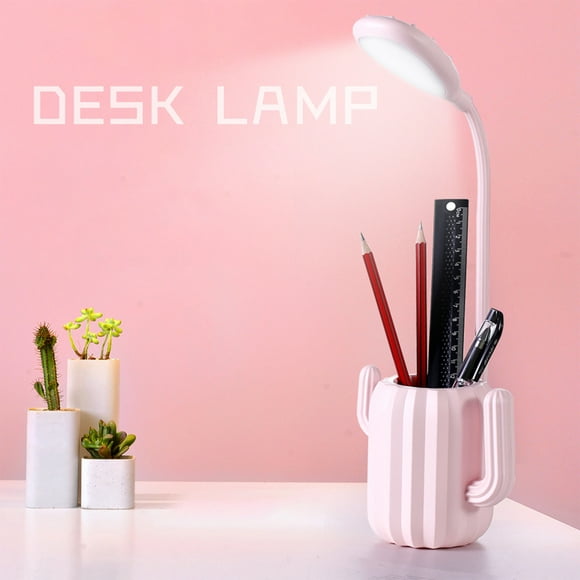 LSLJS Eye Protection Table Lamp Cactus Pen Holder LED Table Lamp Charging Student Bedside Dormitory Reading Natural Table Lamp, Desk Lamp on Clearance