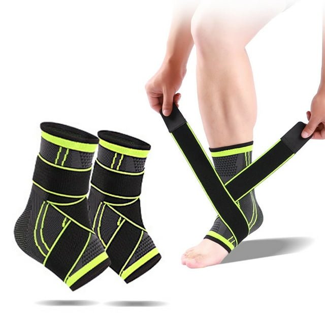 Tobillera de compresión ajustable con cierre de velcro para hombre y mujer, ideal para deportes y fitness.