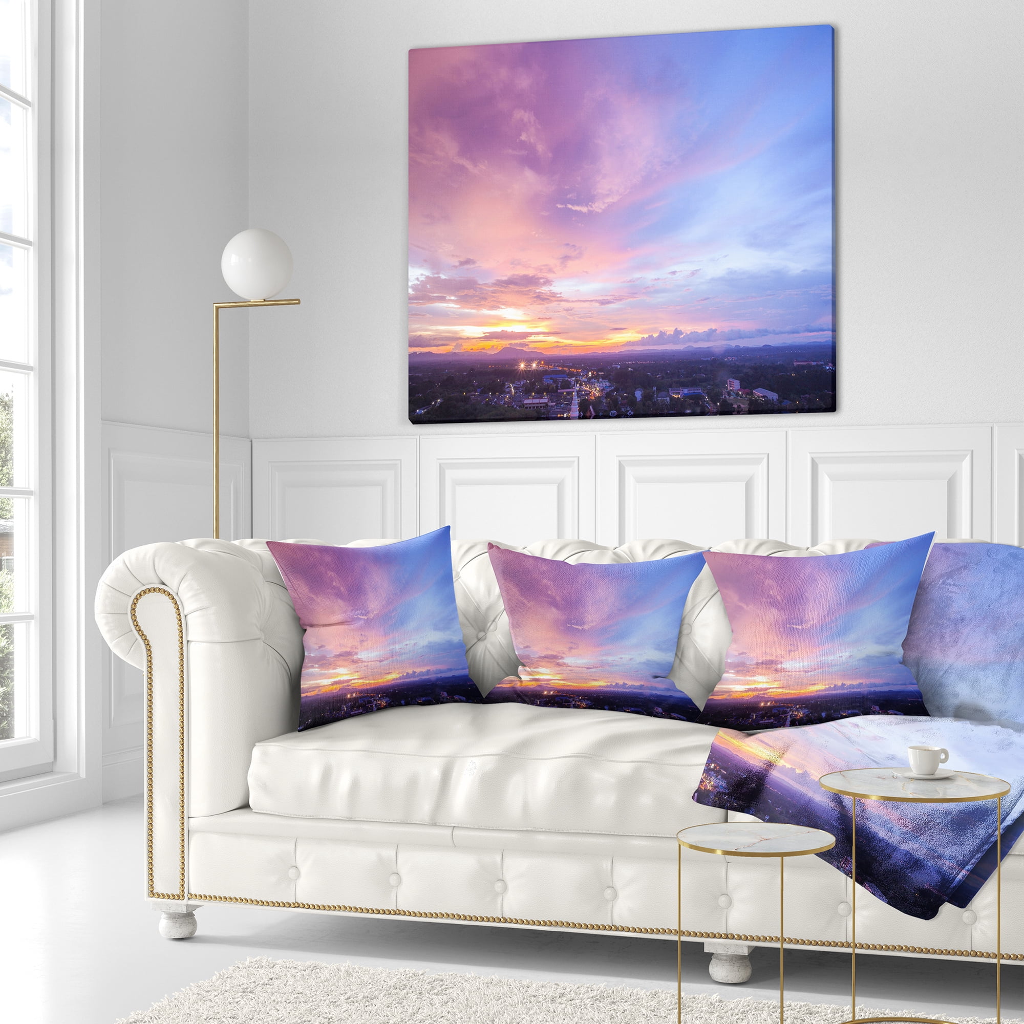 Designart Beautiful Sunset at Trang Thailand - Landscape Printed Throw Pillow - 18x18